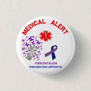 Macaron Rond 2,50 Cm Fibromyalgie 2 et bouton de rhumatisme articulaire