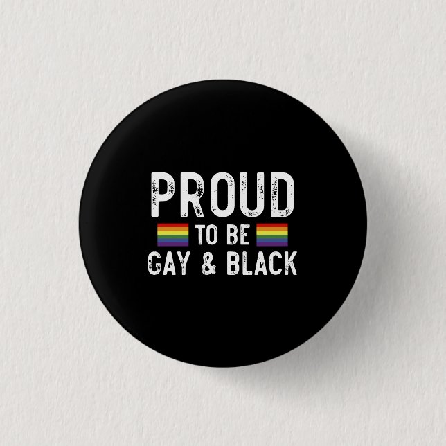 Macaron Rond 2,50 Cm Fier D'Être Gay Et Noir (Devant)