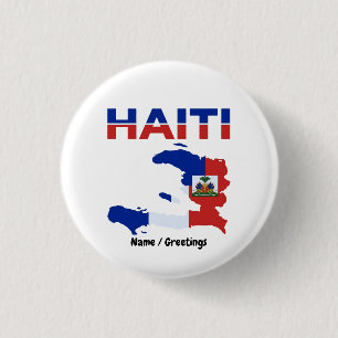 Macaron Rond 2,50 Cm Fierté haïtienne Drapeau Haïti Carte Design Patrim