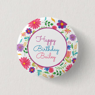 Macaron Rond 2,50 Cm Fiesta Mexicaine Aquarelle Florale Anniversaire