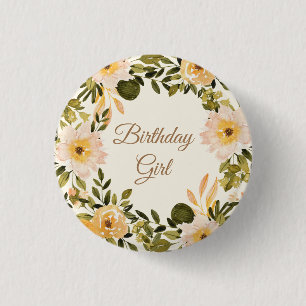 Macaron Rond 2,50 Cm Fille d'anniversaire fleur crème jaune