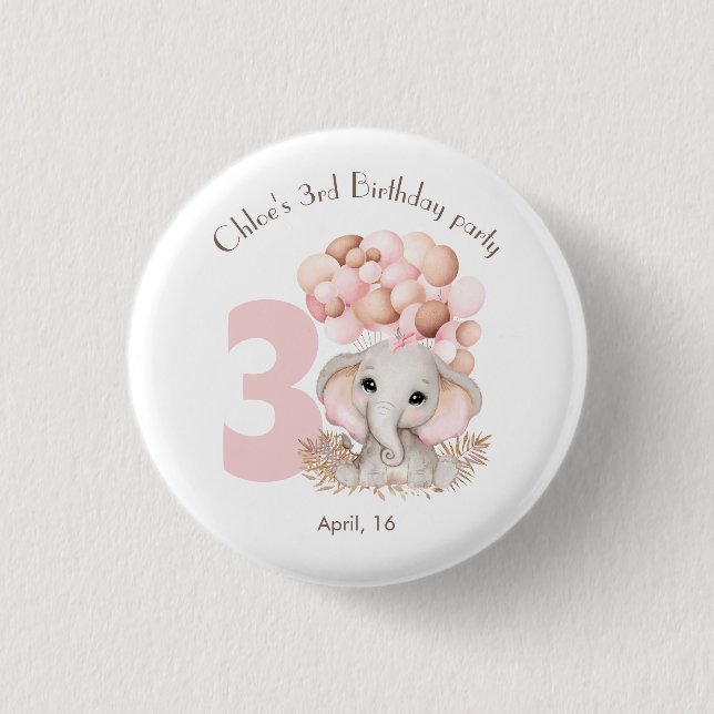 Macaron Rond 2,50 Cm Fille d'anniversaire personnalisée (Devant)