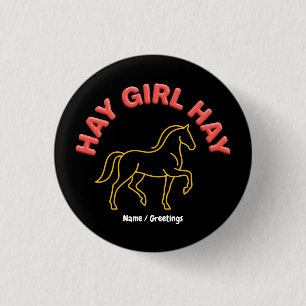 Macaron Rond 2,50 Cm Fille de Foin Rétro Cheval Graphique 2026 Chic Wes