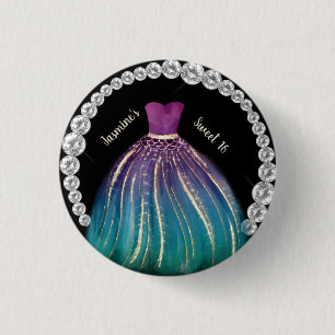 Macaron Rond 2,50 Cm Filles Sweet 16 Ombre robe et strass