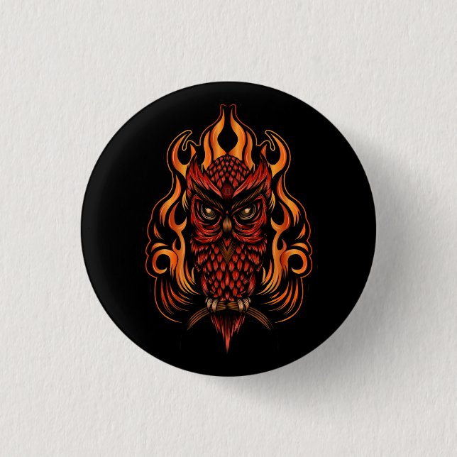 Macaron Rond 2,50 Cm Fire owl (Devant)