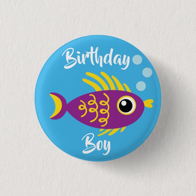 Macaron Rond 2,50 Cm Fish Sea Ocean Aquarium d'anniversaire pour enfant (Devant)