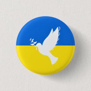 Macaron Rond 2,50 Cm Flag of Ukraine - Dove of Peace - Peace - Freedom
