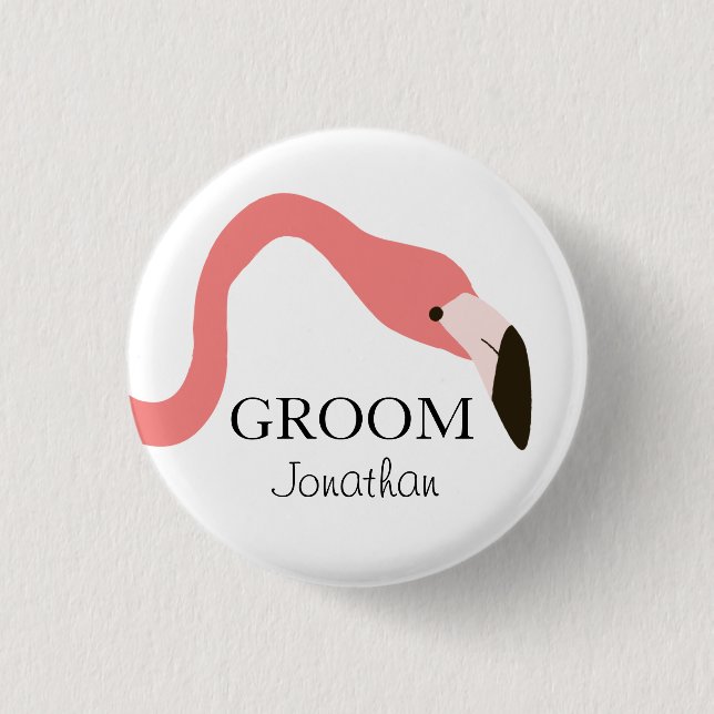 Macaron Rond 2,50 Cm Flamant rose rose Whimsy Groom (Devant)