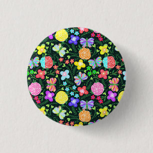 Macaron Rond 2,50 Cm Fleur Arc-en-ciel Papillon
