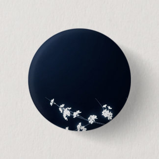 Macaron Rond 2,50 Cm Fleur de cerisier blanche sur fond marine