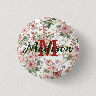 Macaron Rond 2,50 Cm Fleur de fleur sauvage colorée de luxe papillon bl