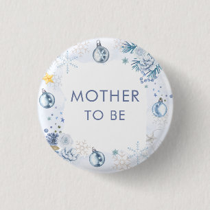 Macaron Rond 2,50 Cm Fleur de flocon de neige Baby Shower d'hiver pour