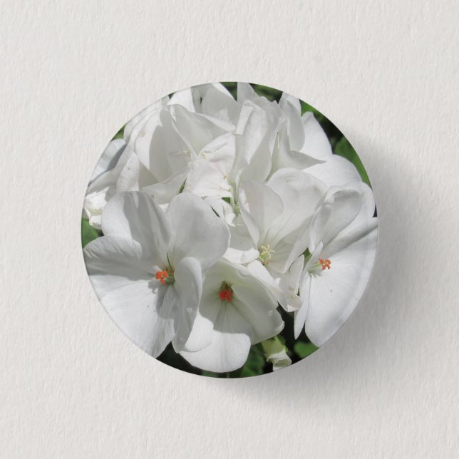 Macaron Rond 2,50 Cm Fleur de géranium blanc délicate (Devant)