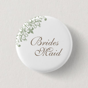Macaron Rond 2,50 Cm Fleur de Lis Script Bridesmaid