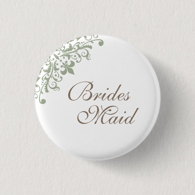 Macaron Rond 2,50 Cm Fleur de Lis Script Bridesmaid (Devant)