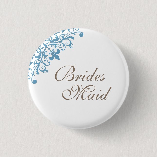 Macaron Rond 2,50 Cm Fleur de Lis Script Bridesmaid (Devant)