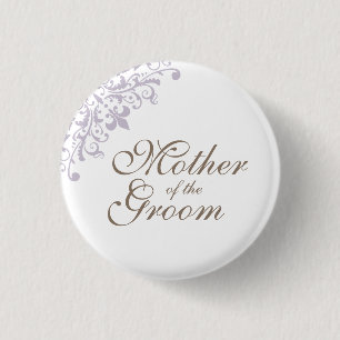 Macaron Rond 2,50 Cm Fleur de Lis Violet Script Mère De La Salle
