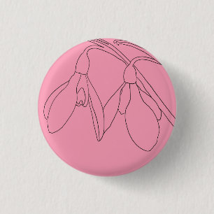 Macaron Rond 2,50 Cm Fleur de perce-neige rose et noire