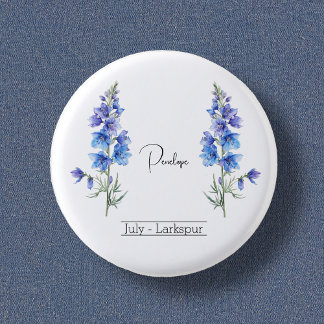 Macaron Rond 2,50 Cm Fleur du mois de naissance Juillet Larkspur