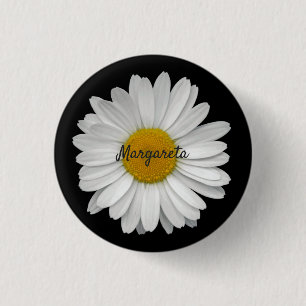 Macaron Rond 2,50 Cm Fleur marguerite simple avec nom