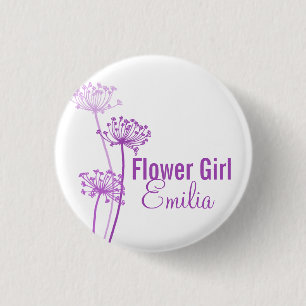 Macaron Rond 2,50 Cm Fleur moderne Chervil violet mariage pin / bouton