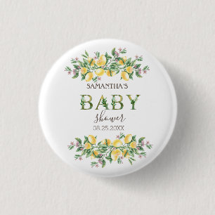 Macaron Rond 2,50 Cm Fleurs botaniques aquarelles Citrons Baby Shower