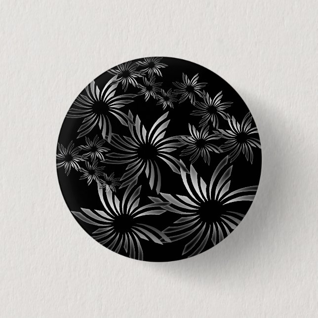 Macaron Rond 2,50 Cm Fleurs d'argent (Devant)
