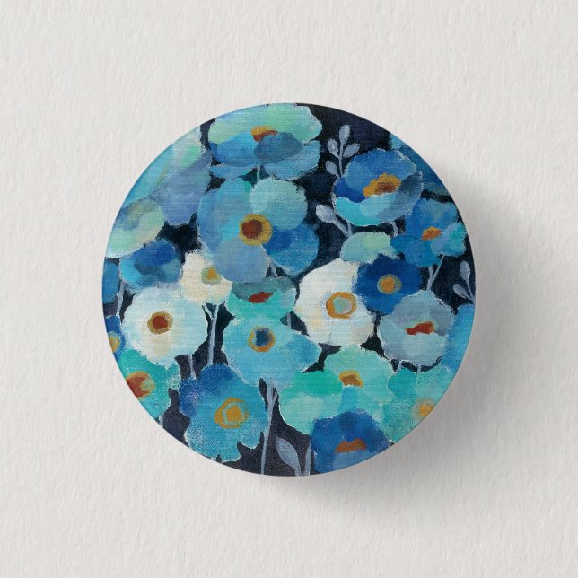 Macaron Rond 2,50 Cm Fleurs d'indigo (Devant)