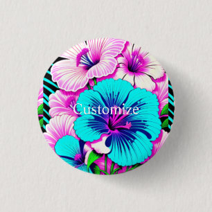 Macaron Rond 2,50 Cm Fleurs Hibiscus multicolores Thunder_Cove