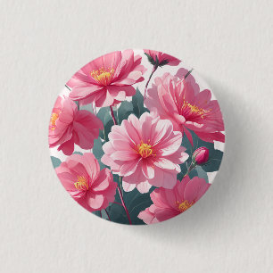 Macaron Rond 2,50 Cm Fleurs roses