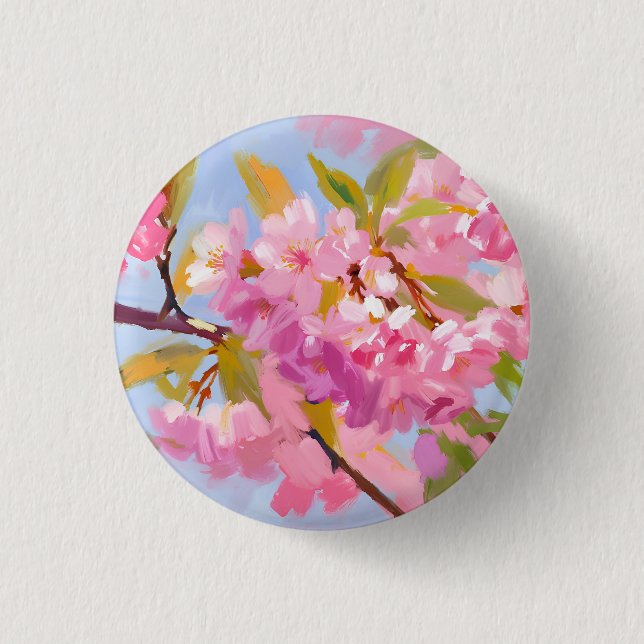Macaron Rond 2,50 Cm Fleurs roses (Devant)