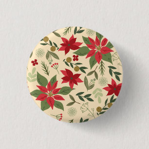 Macaron Rond 2,50 Cm Fleurs rouges de Noël Motif-11600