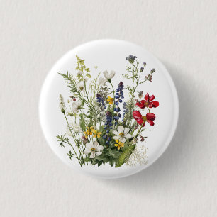 Macaron Rond 2,50 Cm Fleurs sauvages Fleur botanique Nature Colorfull