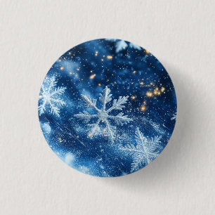 Macaron Rond 2,50 Cm Flocons de neige scintillants Noël d'hiver