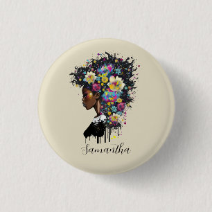 Macaron Rond 2,50 Cm Floral étincelante Africaine Américaine