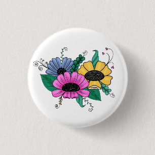 Macaron Rond 2,50 Cm Florales colorées, audacieuses