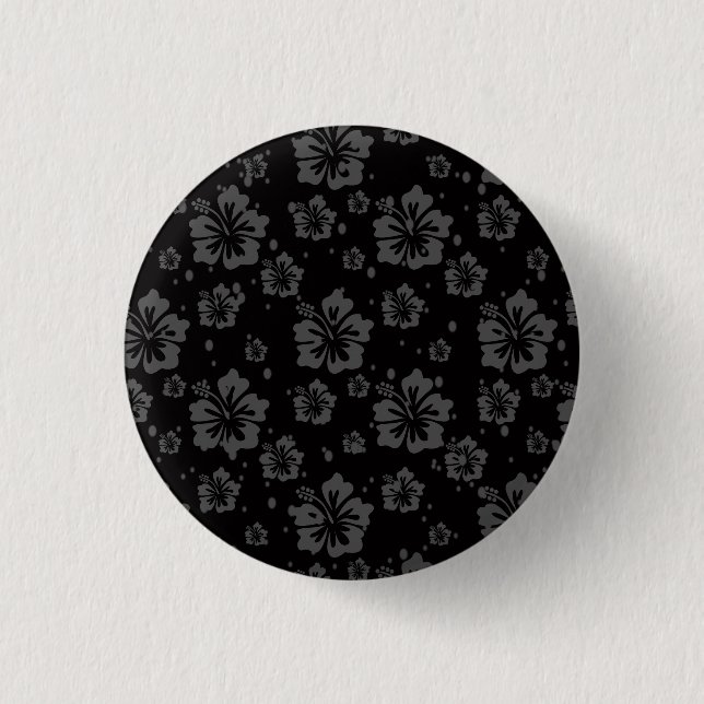 Macaron Rond 2,50 Cm Flore feuillu noir brillant (Devant)