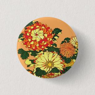 Macaron Rond 2,50 Cm Flower Border, mandarin orange et or