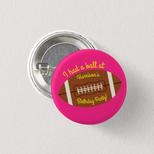 Macaron Rond 2,50 Cm Football Sports Anniversaire fête rose (Devant & derrière)