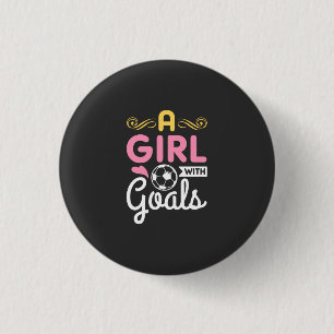 Macaron Rond 2,50 Cm Football - Une Fille Avec Des Buts