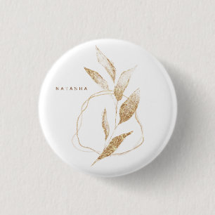 Macaron Rond 2,50 Cm Forme dorée moderne feuille botanique demoiselle d