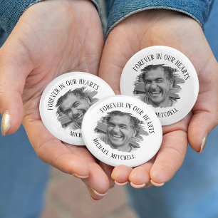 Macaron Rond 2,50 Cm Fover In Our Hearts Brossé Photo Funérailles