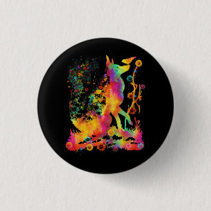 Macaron Rond 2,50 Cm Fox Art Animal Art Fox Tie Dye Spring Flower W