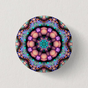 Macaron Rond 2,50 Cm Fractal Mandala Floral Psychedelic Art