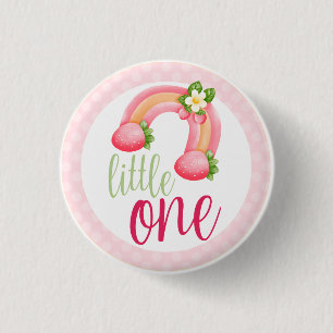 Macaron Rond 2,50 Cm Fraise Arc-en-ciel Gnome Baby Girl's 1st Birthday