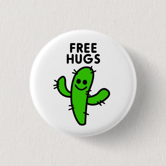 Macaron Rond 2,50 Cm Free Hugs Cactus Funny (Devant)
