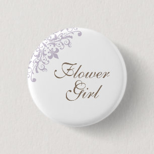 Macaron Rond 2,50 Cm French Purple Fleur de Lis Script Flower Girl