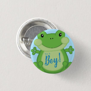 Macaron Rond 2,50 Cm Frog Baby Shower Bleu