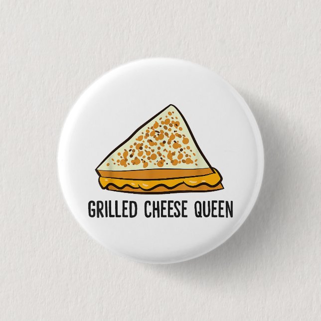 Macaron Rond 2,50 Cm Fromage Grillé Queen Funny Fromage Grillé (Devant)