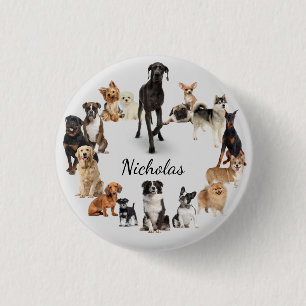 Macaron Rond 2,50 Cm Fun Dog Breed Pet Animals Dog Custom Name